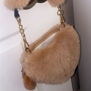 Chic Tan Faux Fur Shoulder Bag